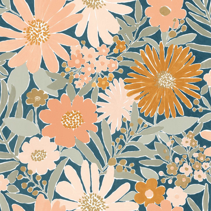 Marguerite Wallpaper - Blue
