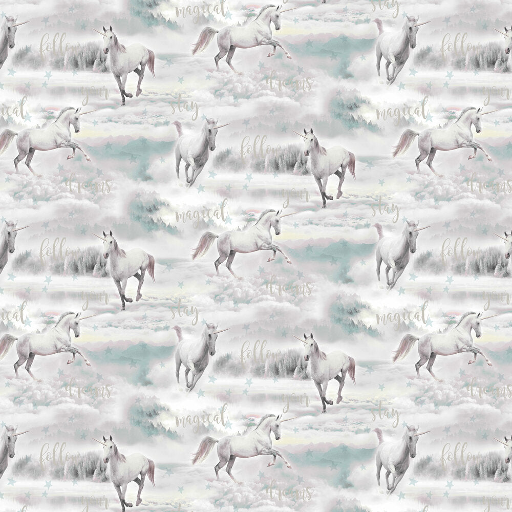 Unicorn Dreamland Wallpaper - Gray