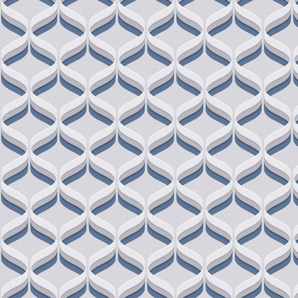 Retro Ogee Wallpaper - Blue