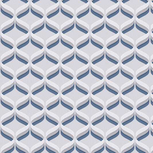 Retro Ogee Wallpaper - Blue