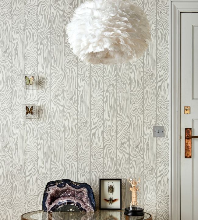 Zebrawood Room Wallpaper - Gray