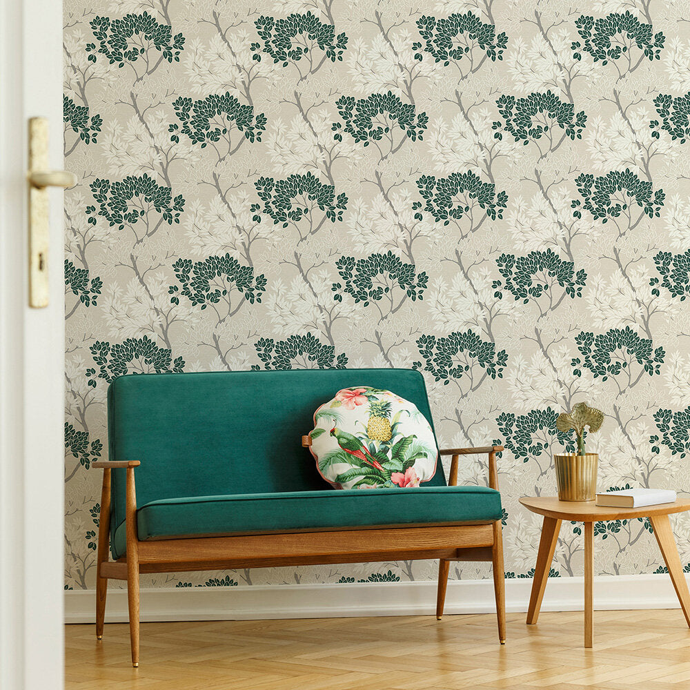 Lykke Tree Room Wallpaper - Green