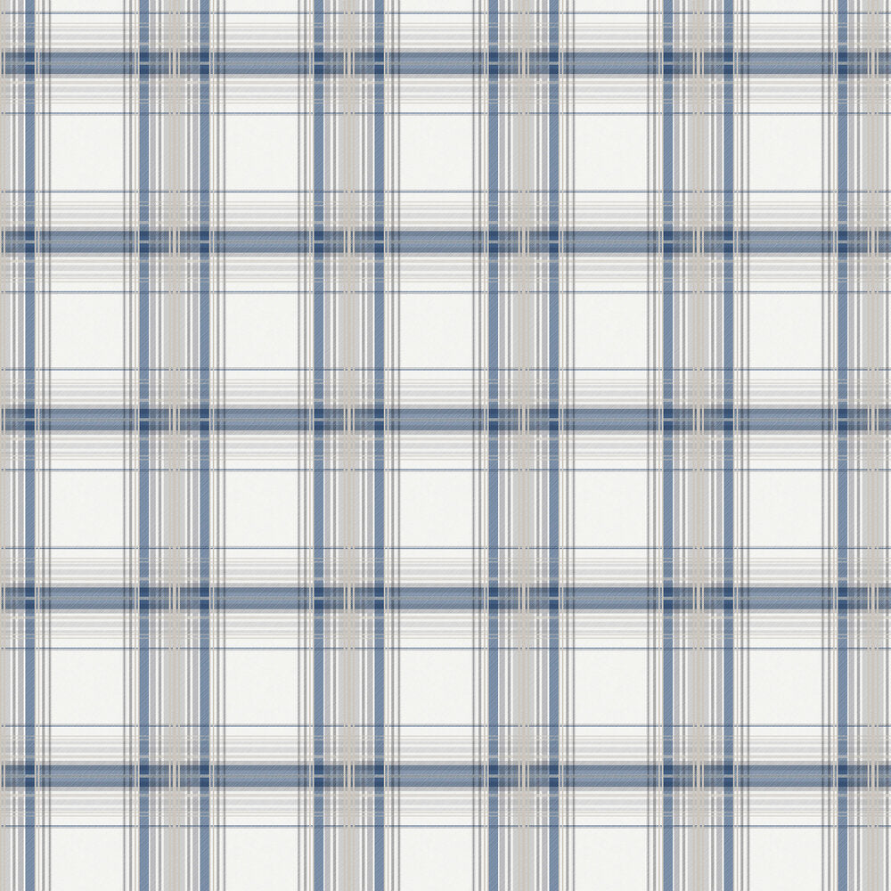 Iona Check Wallpaper - Blue
