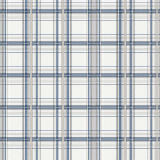Iona Check Wallpaper - Blue