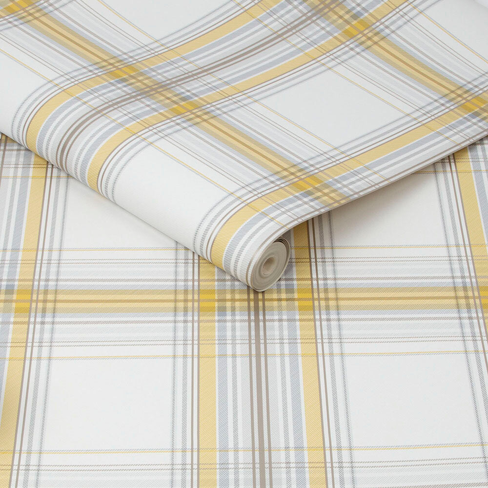 Iona Check Wallpaper - Yellow