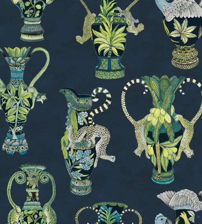 Khulu Vases Wallpaper - Green - Cole & Son
