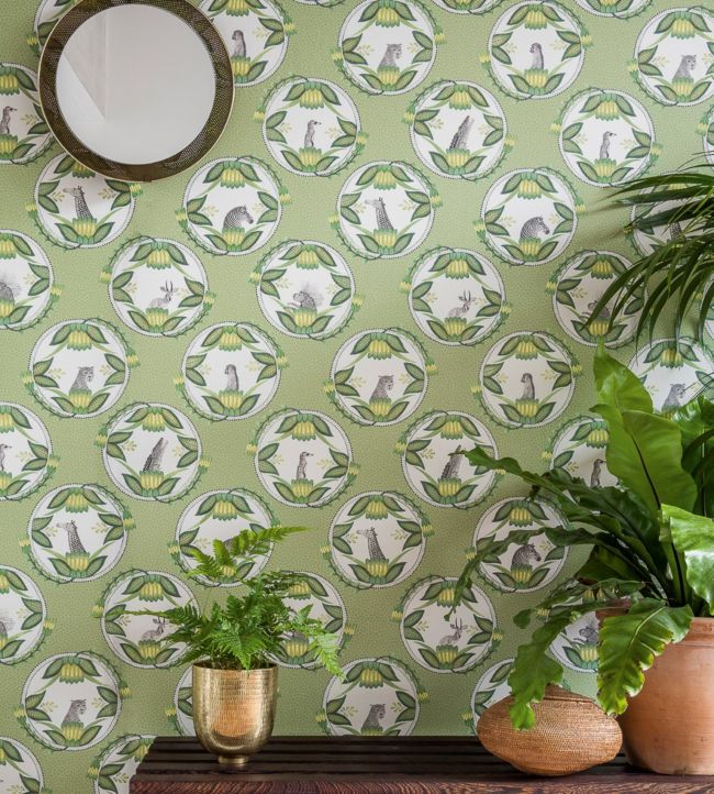 Ardmore Cameos Wallpaper - Green - Cole & Son