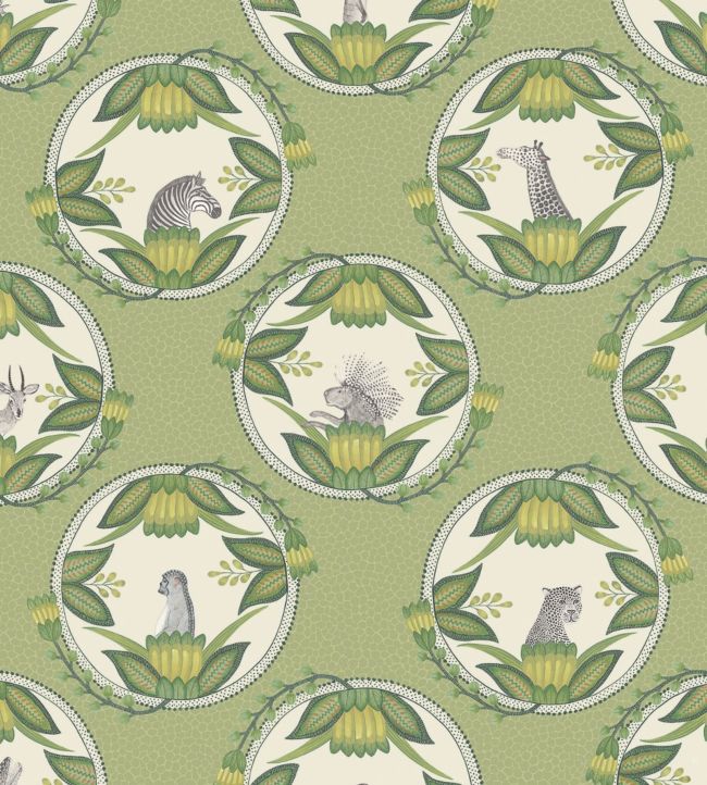 Ardmore Cameos Wallpaper - Green
