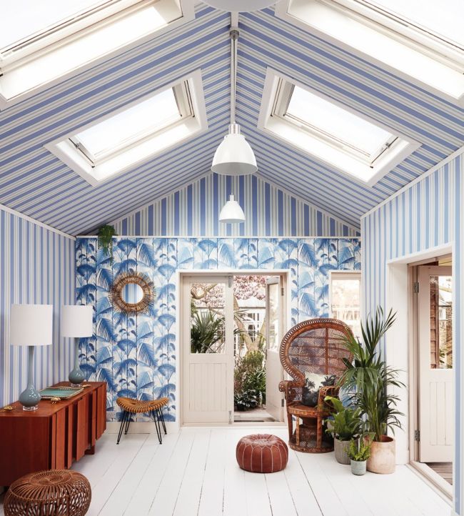 Polo Stripe Room Wallpaper - Blue