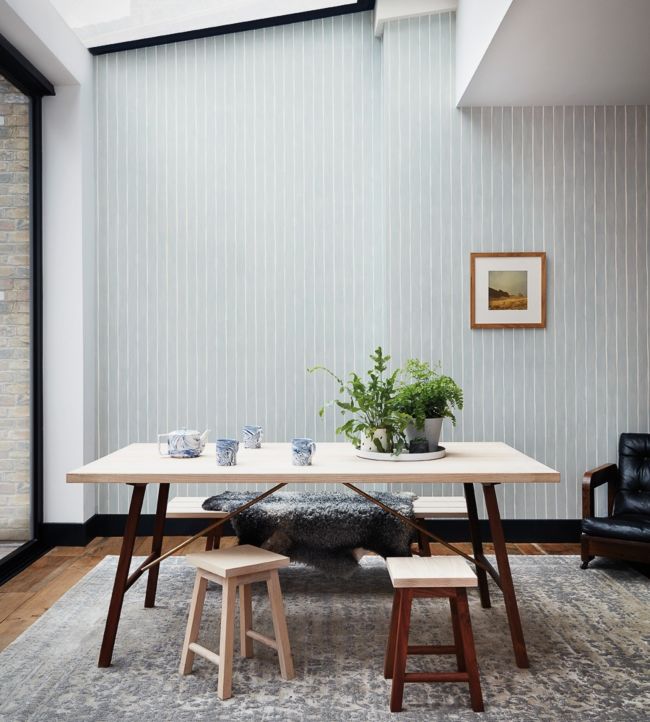 Marquee Stripe Wallpaper - Silver - Cole & Son