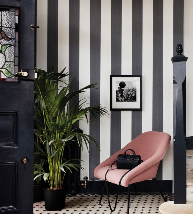 Jaspe Stripe Wallpaper - Black - Cole & Son