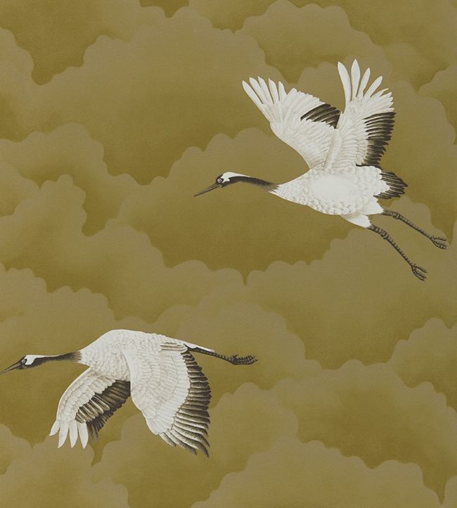 Cranes in Flight Wallpaper - Yellow