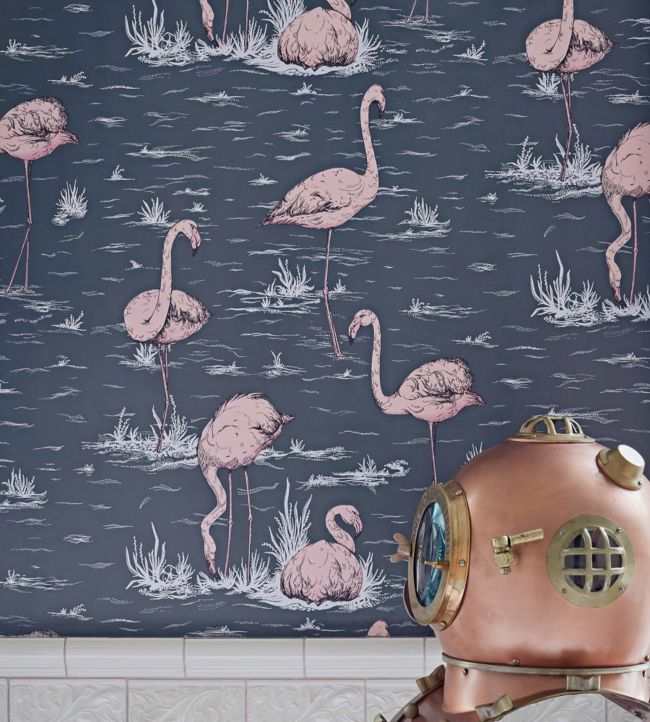 Flamingos Room Wallpaper - Blue