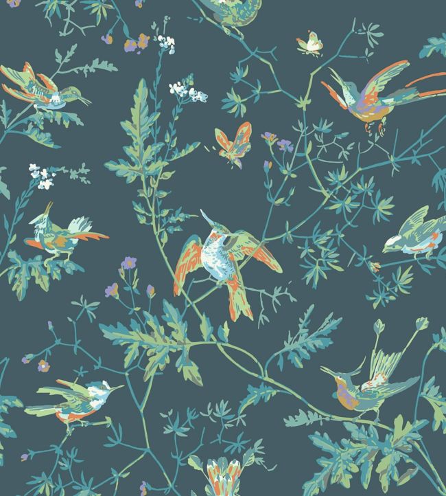 Hummingbirds Wallpaper - Blue