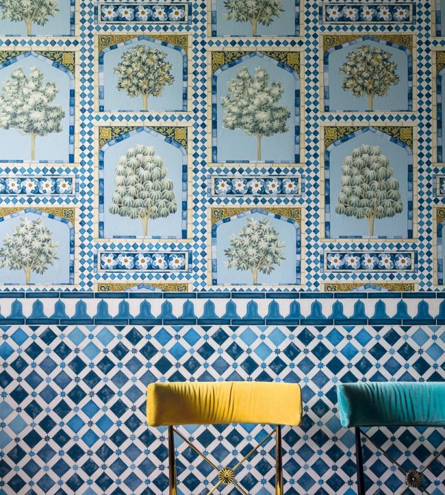 Zellige Room Wallpaper - Blue