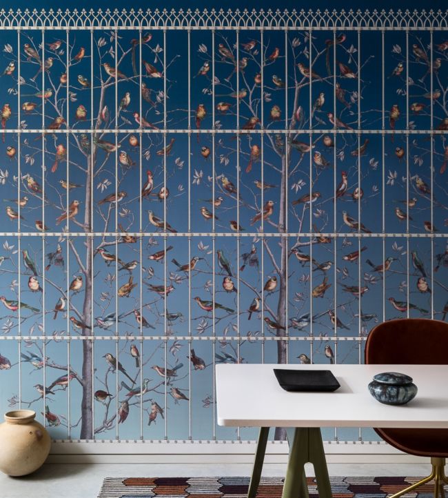 Uccelli Wallpaper - Blue - Cole & Son
