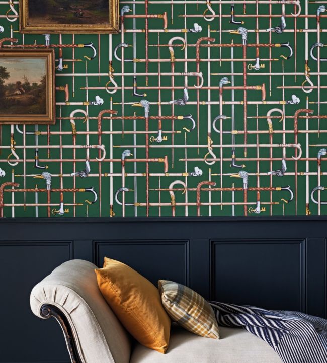 Bastoni Room Wallpaper - Green