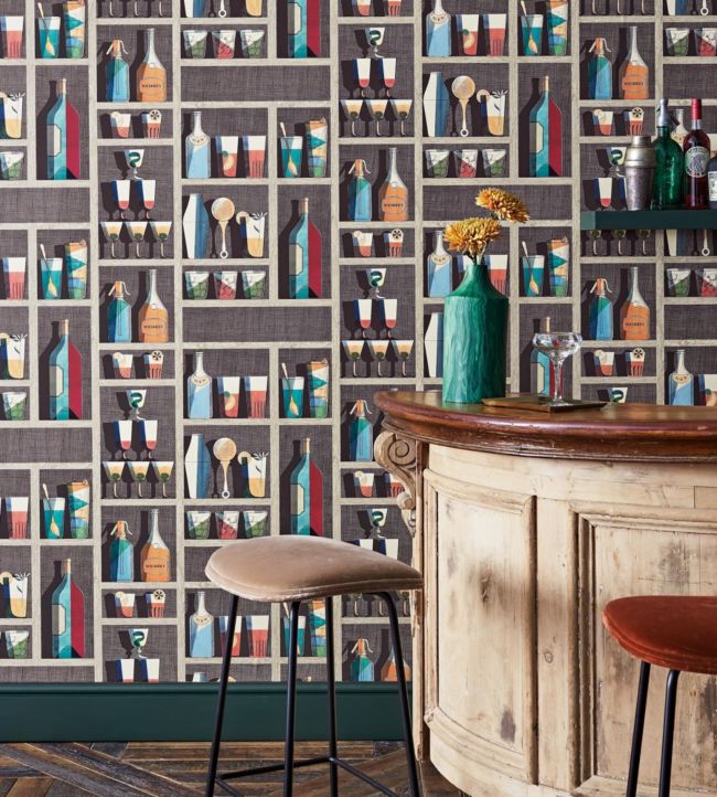 Cocktails Wallpaper - Brown - Cole & Son