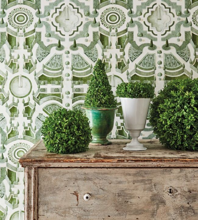 Topiary Room Wallpaper - Green