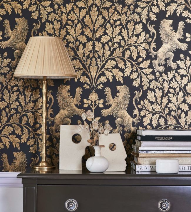 Boscobel Oak Room Wallpaper - Brown