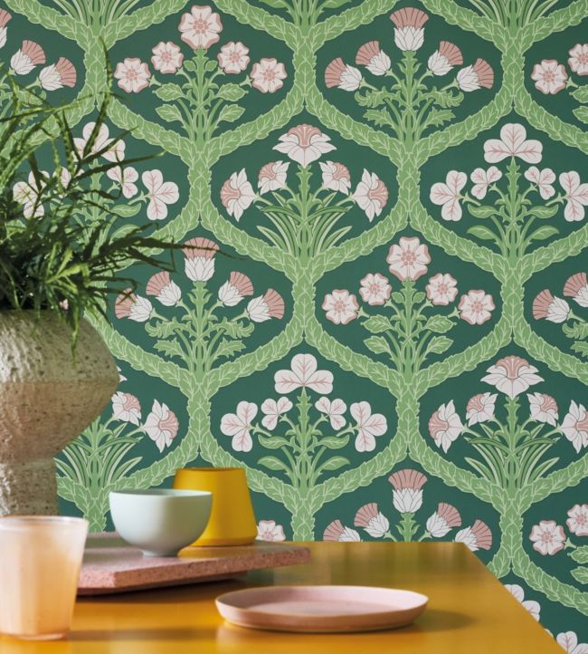 Floral Kingdom Room Wallpaper - Green