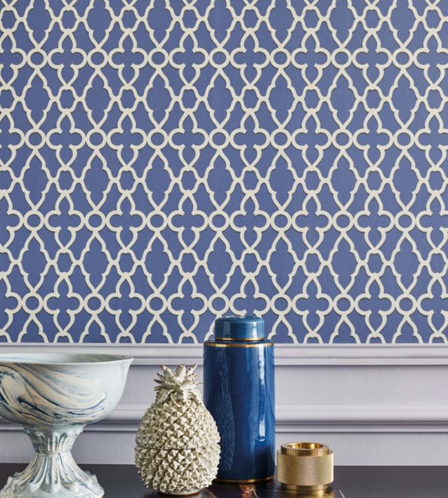 Treillage Room Wallpaper - Blue