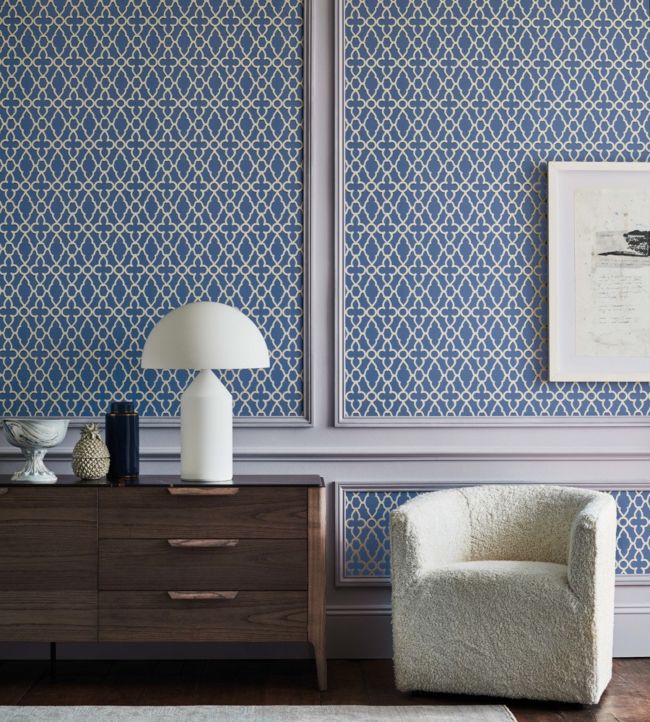 Treillage Room Wallpaper - Blue