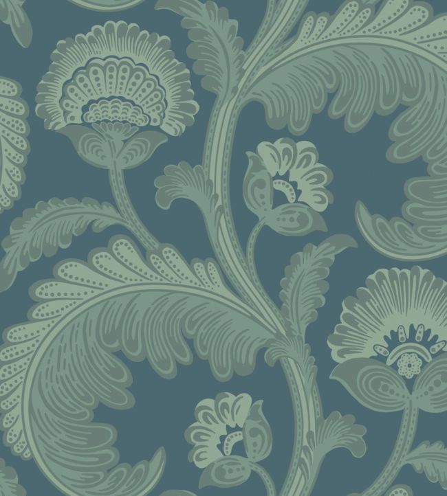 Fanfare Flock Wallpaper - Teal - Cole & Son