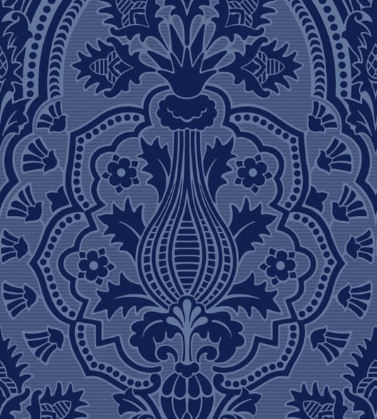 Pugin Palace Flock Wallpaper - Blue - Cole & Son