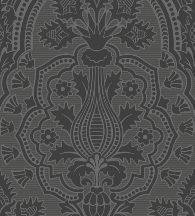 Pugin Palace Flock Wallpaper - Gray