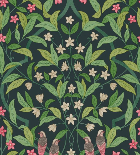 Jasmine And Serin Symphony Wallpaper - Green - Cole & Son