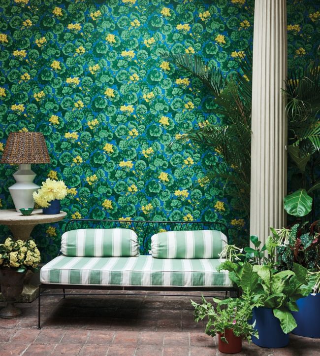 Geranium Room Wallpaper - Green