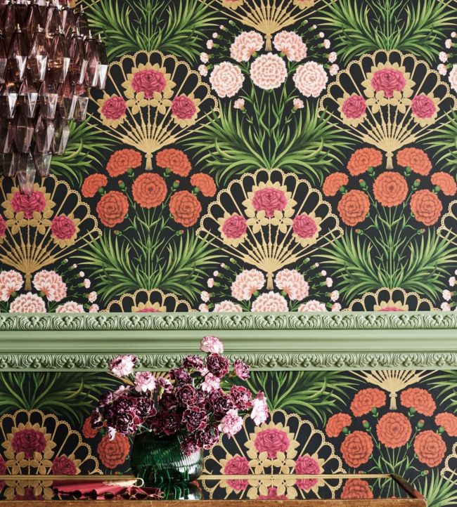 Flamenco Fan Wallpaper - Green - Cole & Son