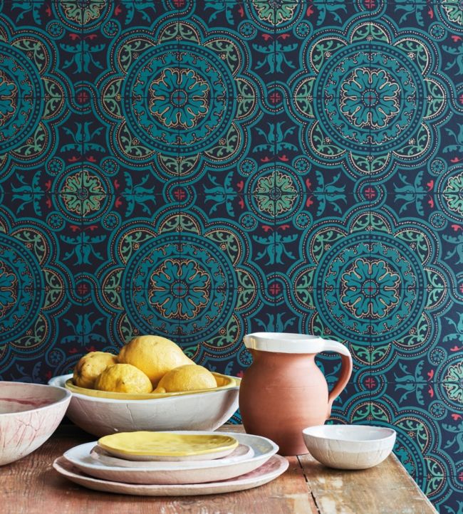 Piccadilly Wallpaper - Teal - Cole & Son
