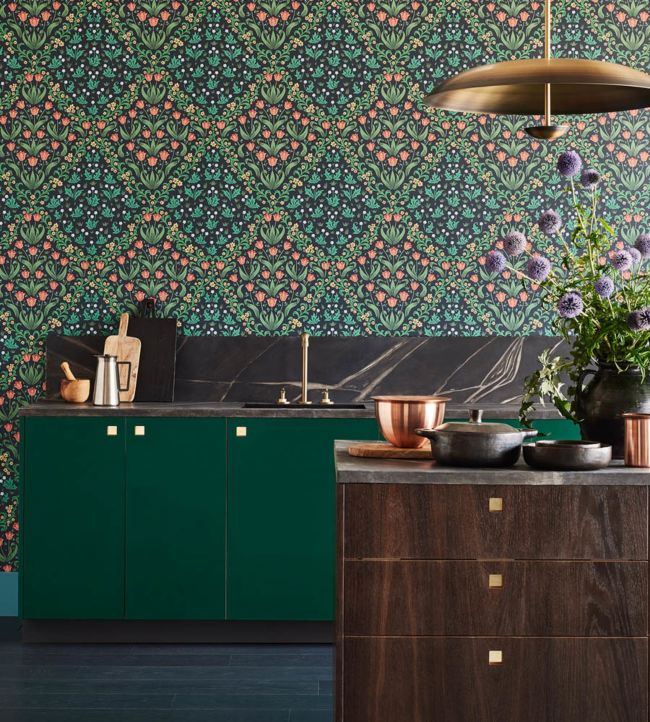 Tudor Garden Room Wallpaper - Green