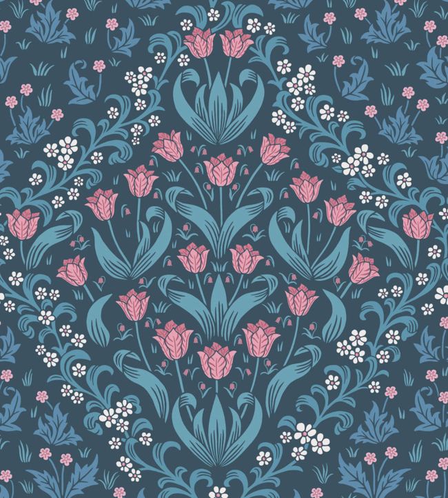 Tudor Garden Wallpaper - Blue