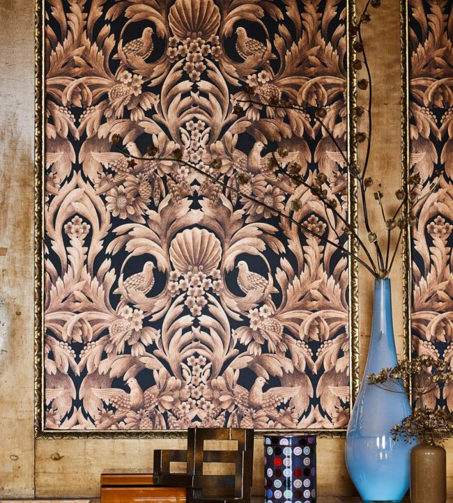 Gibbons Carving Room Wallpaper - Brown
