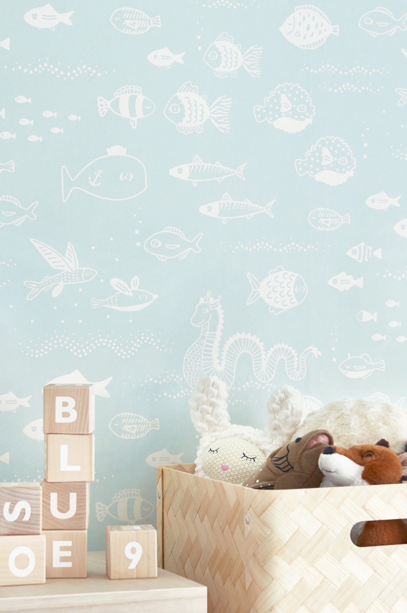 The Big Blue Dusty Turquoise Wallpaper - Majvillan