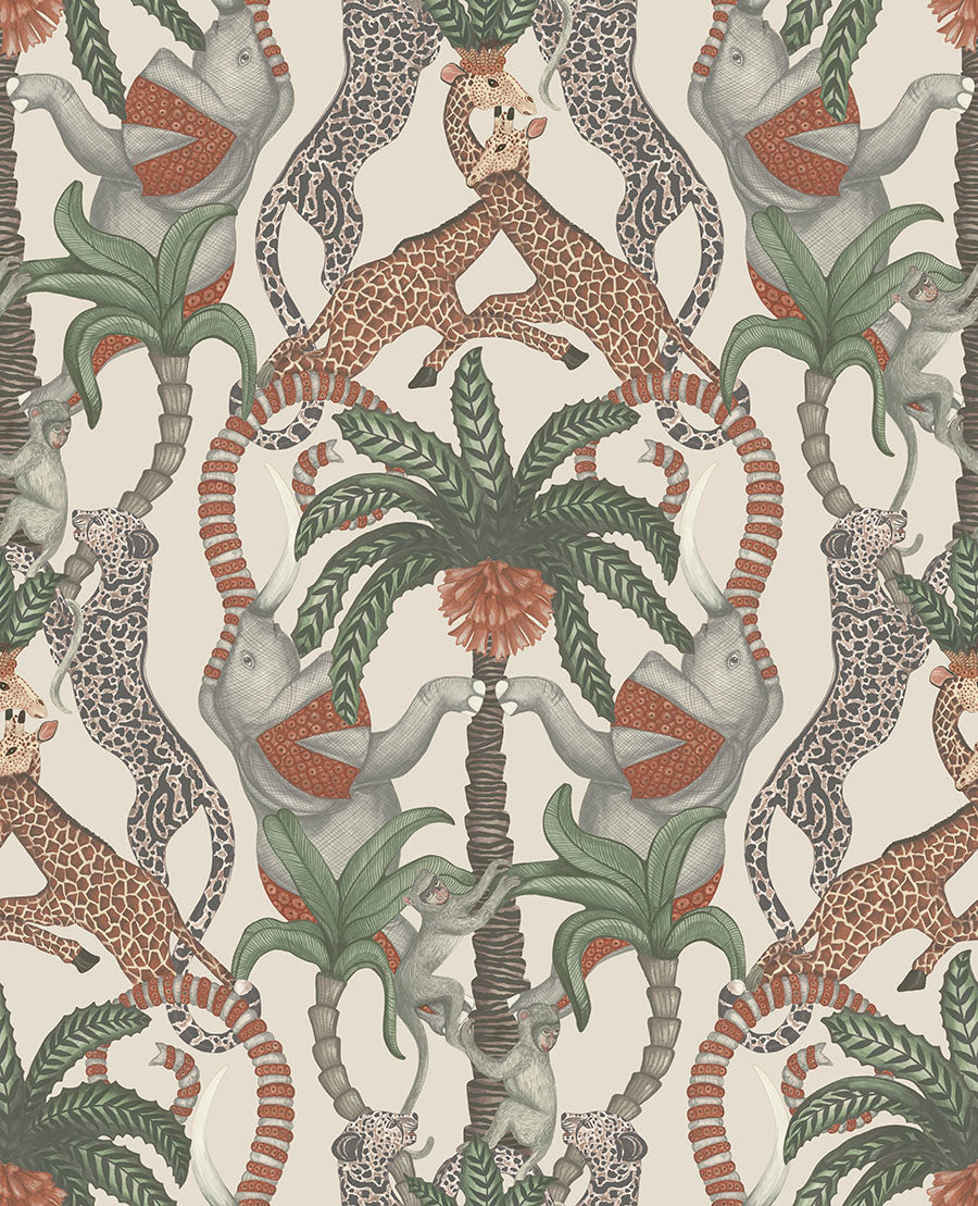 Safari Totem Wallpaper - Green - Cole & Son