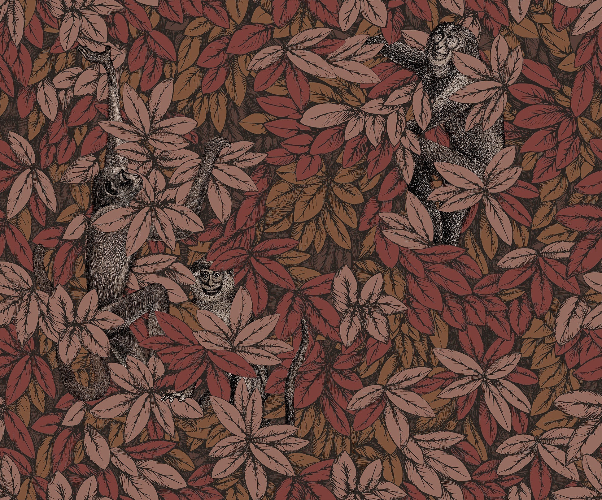 Foglie e Scimmie Wallpaper - Brown - Cole & Son