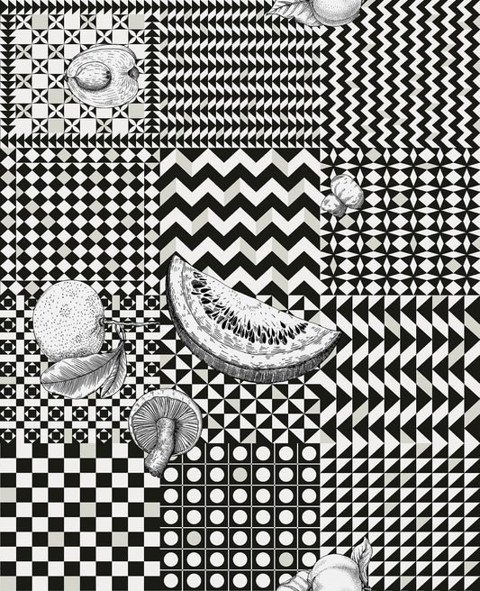 Frutta e Geometrico Wallpaper - Black - Cole & Son