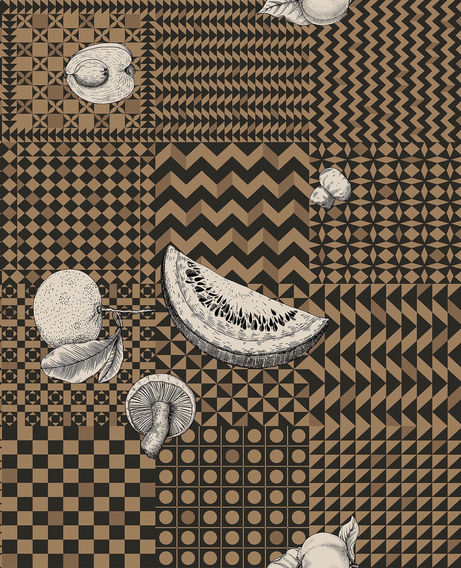 Frutta e Geometrico Wallpaper - Gold - Cole & Son