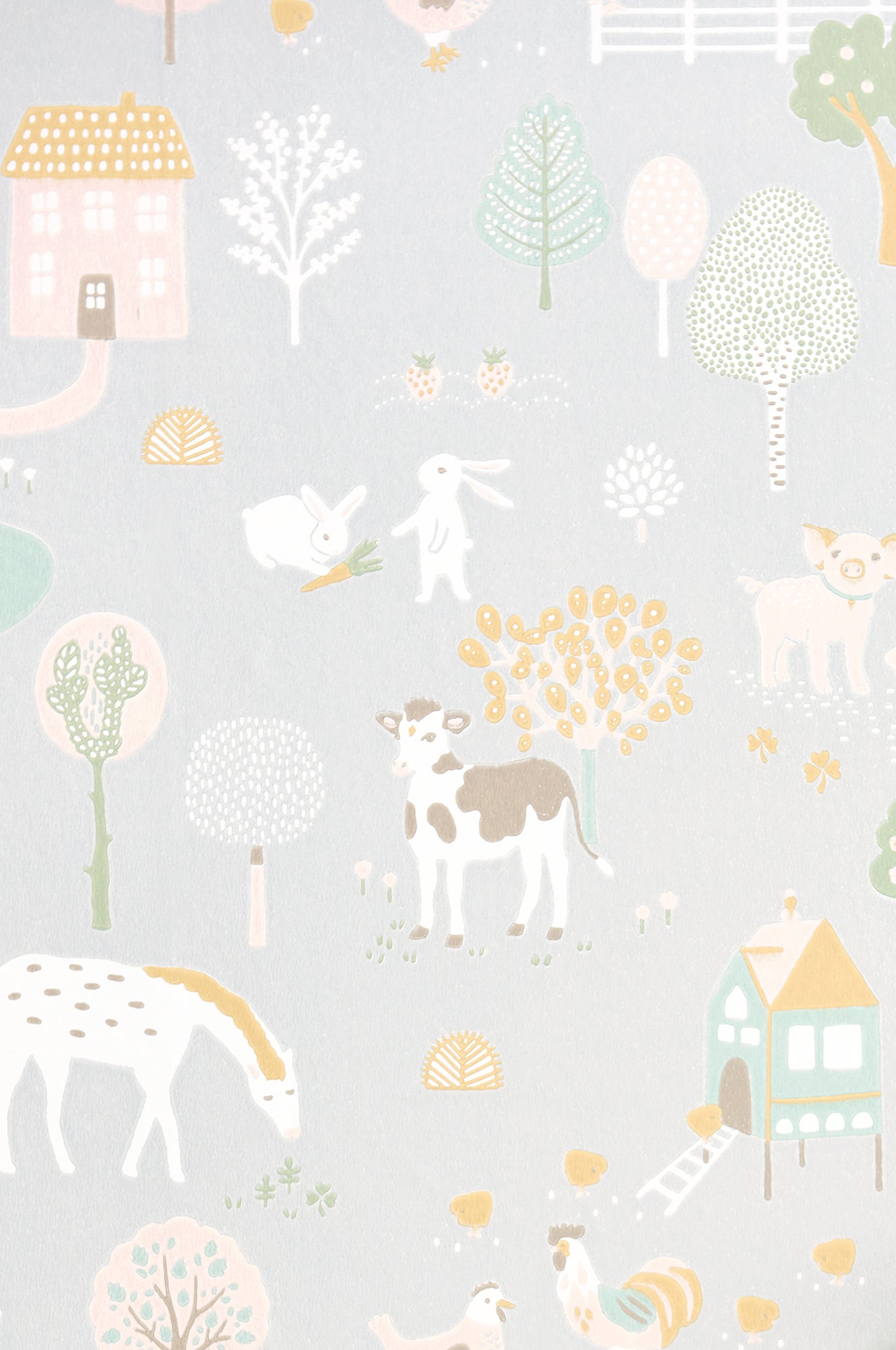 My Farm Soft Grey Wallpaper - Majvillan