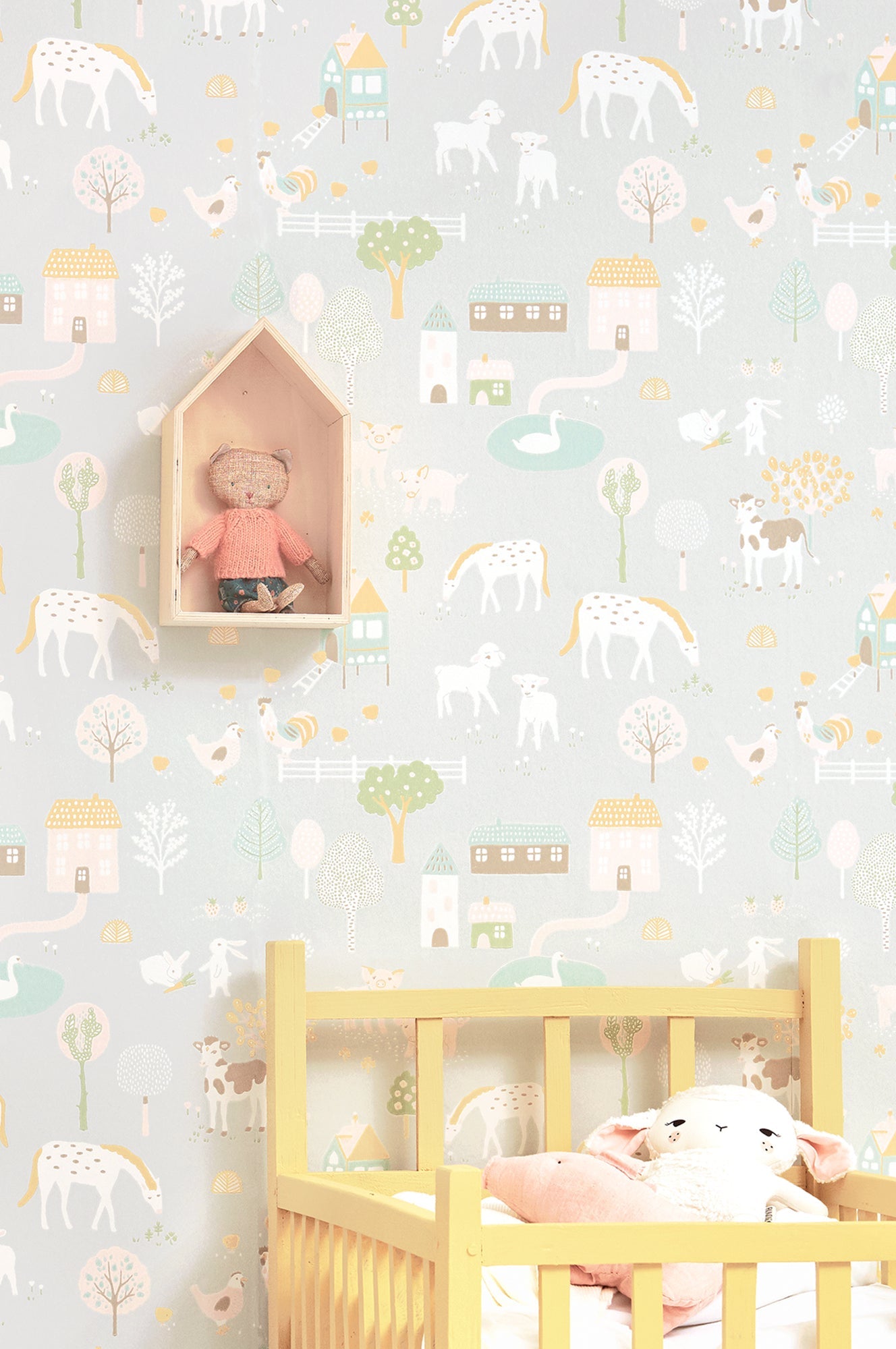 My Farm Soft Grey Wallpaper - Majvillan