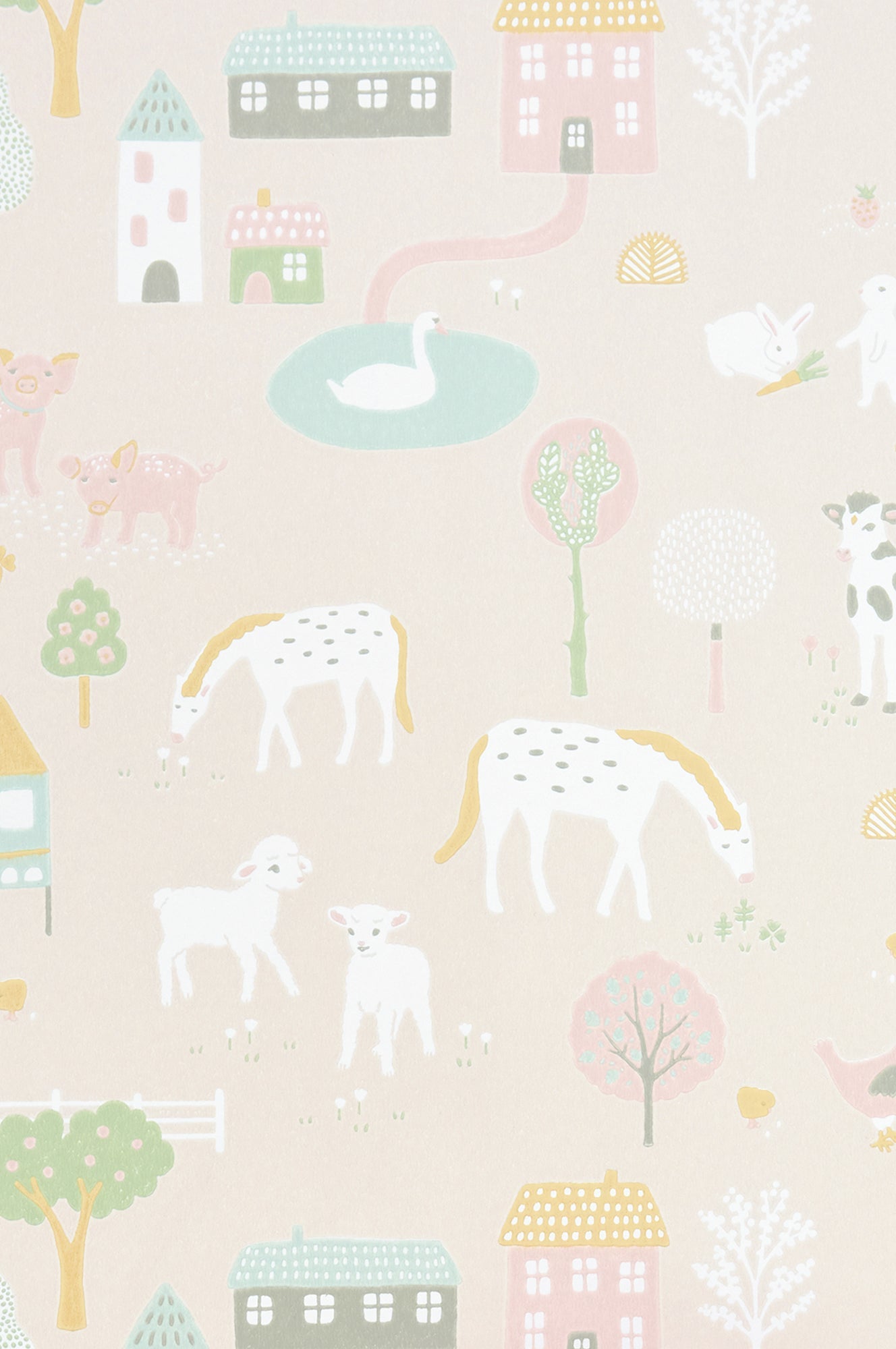 My Farm  Soft Pink Wallpaper - Majvillan