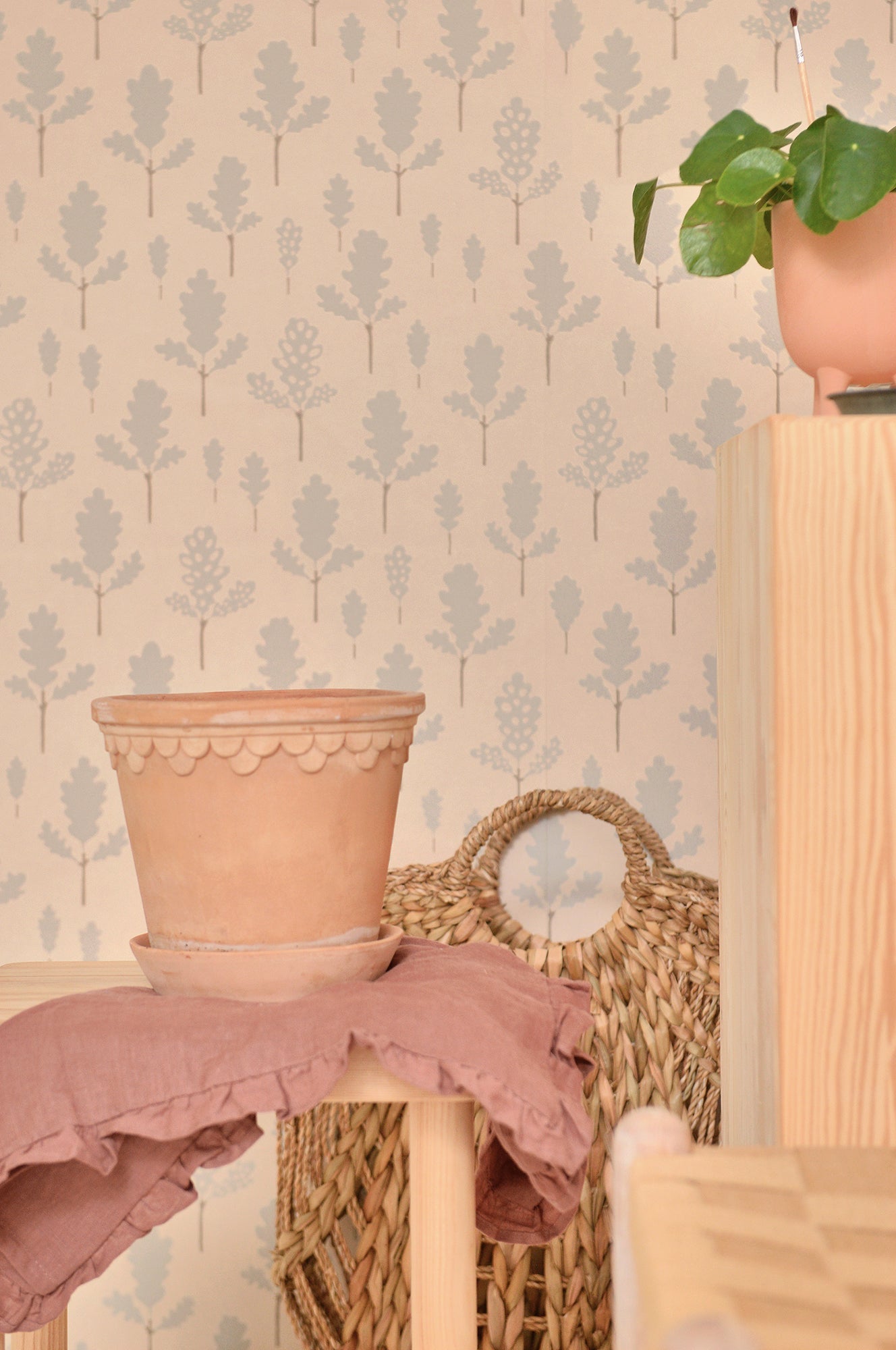 Oak Nature Beige Wallpaper - Majvillan