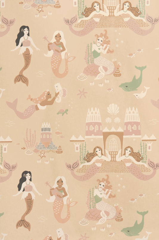 Mermaid Reef Sandy Beige Wallpaper - Majvillan