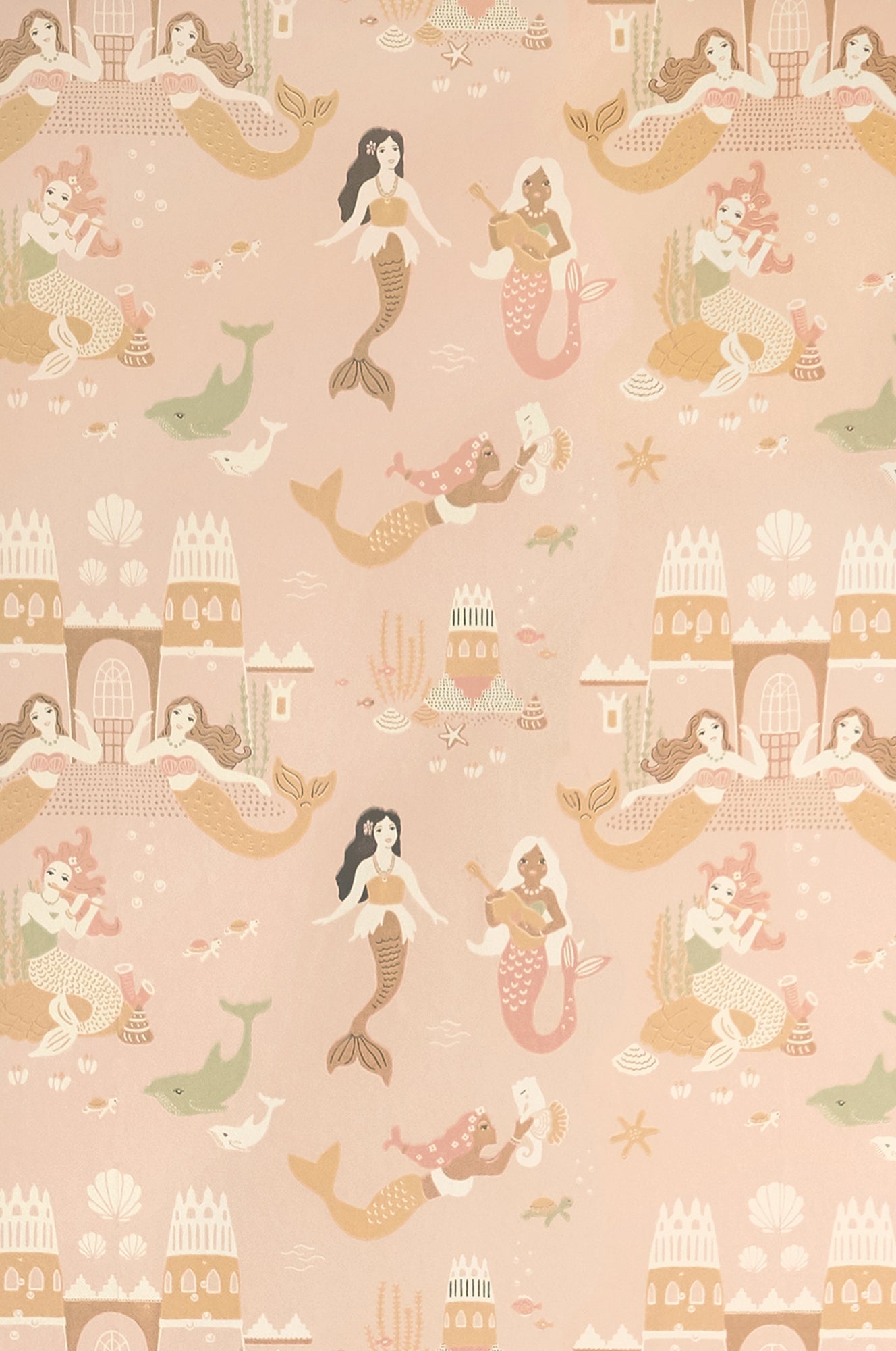 Mermaid Reef Sweet Pink Wallpaper - Majvillan