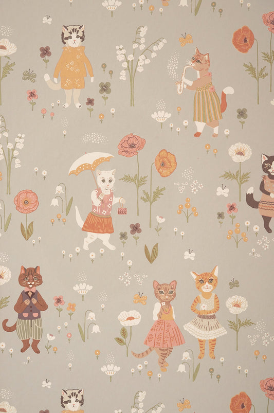 Catwalk Dusty Blue Wallpaper - Majvillan