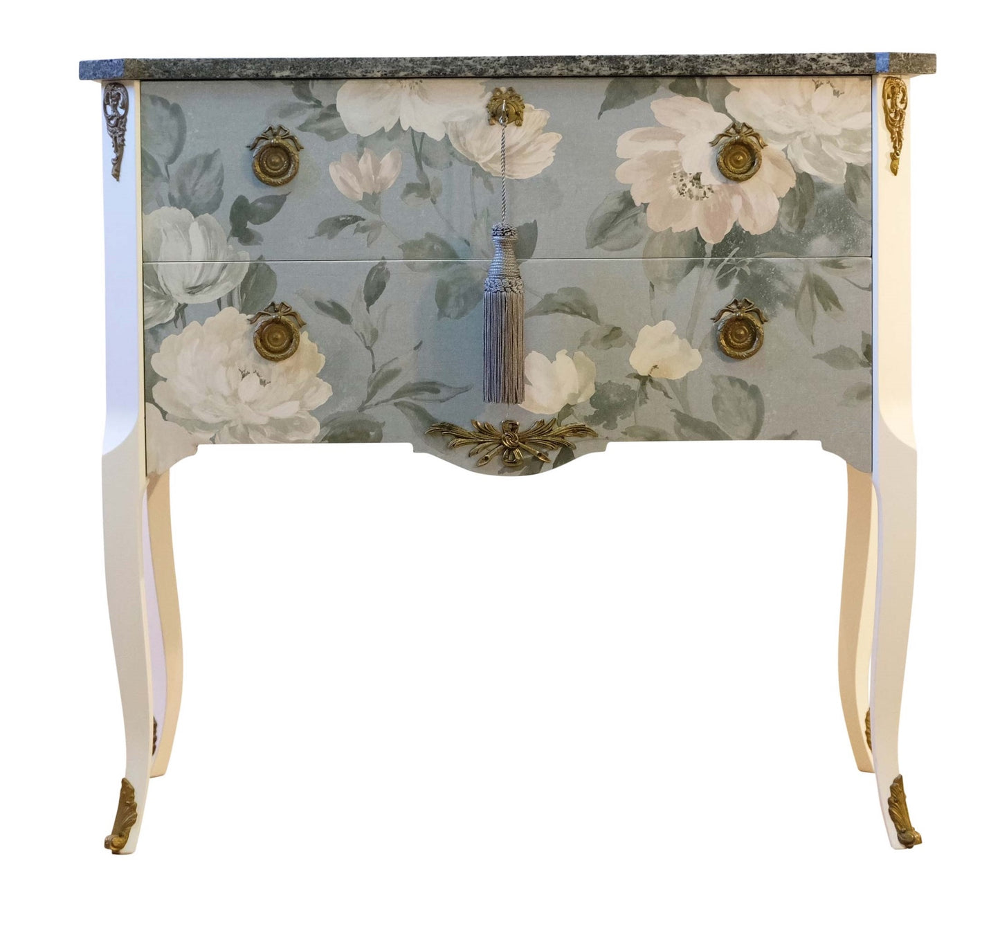 (716) Gustavian Style Commode with Floral Blue Design